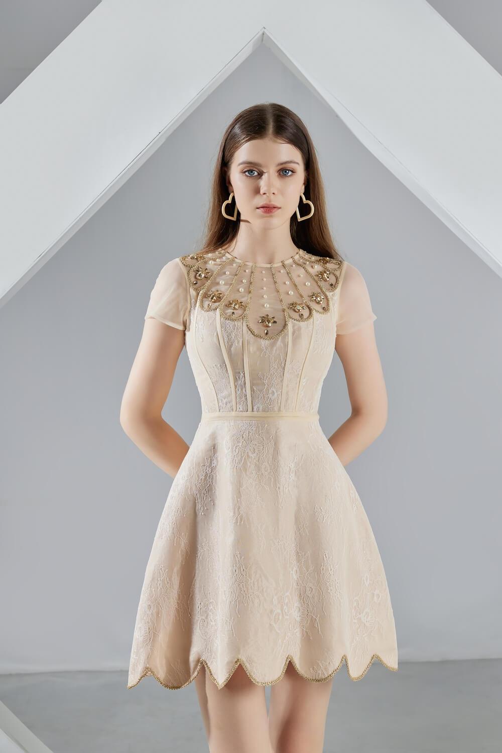 Freyja A-line Short Sleeved Organza Mini Dress - MEAN BLVD