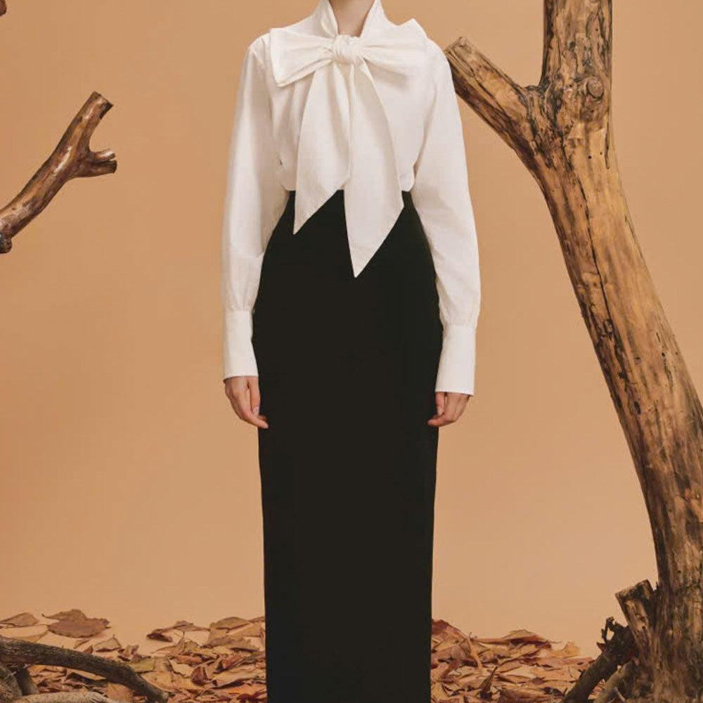 Frost Sheath Back Slit Poly Silk Ankle Length Skirt - MEAN BLVD