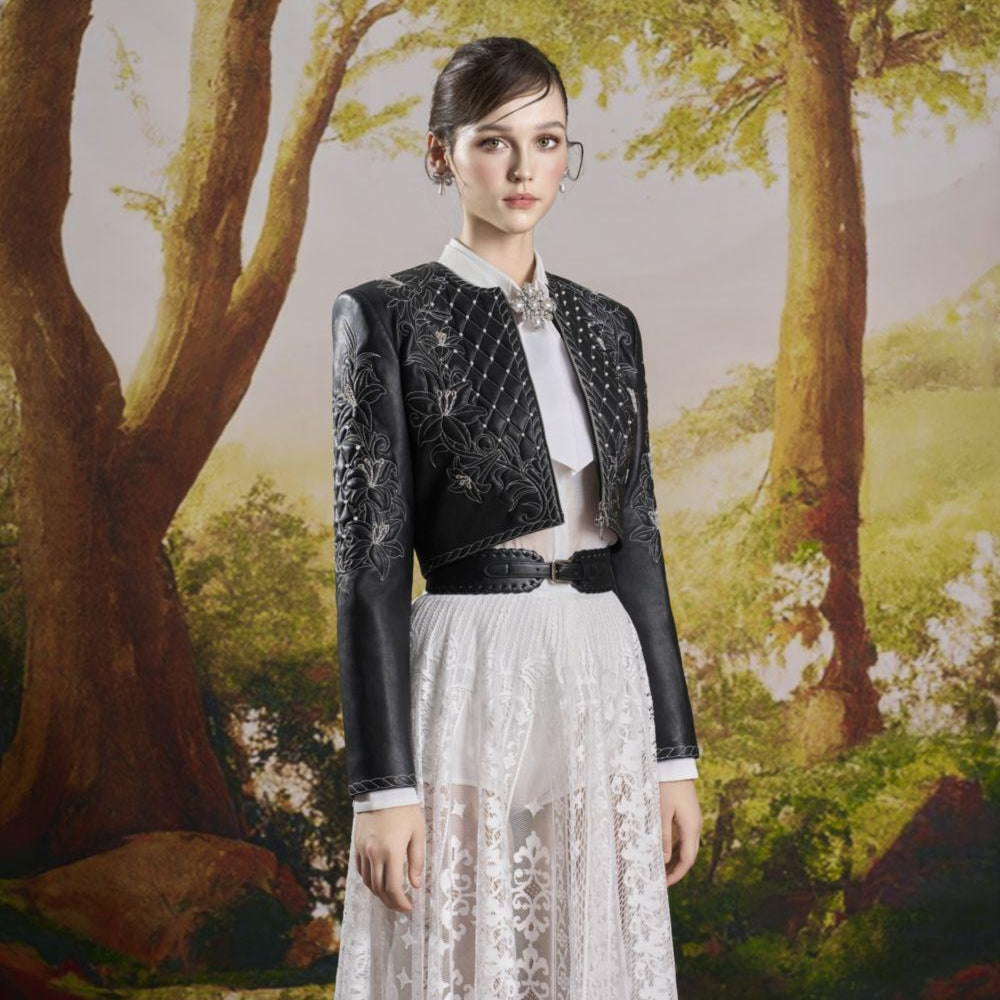 Gabi Cropped Long Sleeved Faux Leather Jacket - MEAN BLVD