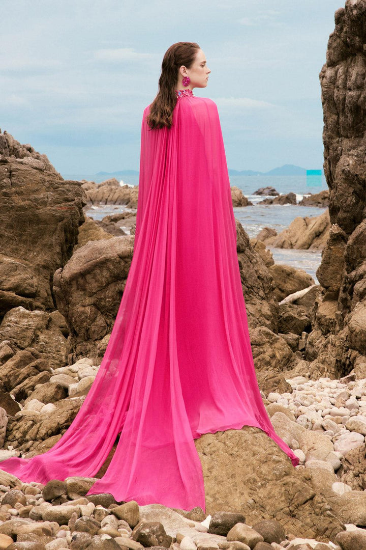Gabrielle Tent High Neck Chiffon Floor Length Dress - MEAN BLVD