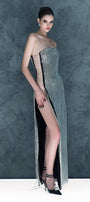 Galactic Strapless Side Slit Mesh Floor Length Dress - MEAN BLVD
