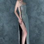 Galactic Strapless Side Slit Mesh Floor Length Dress - MEAN BLVD