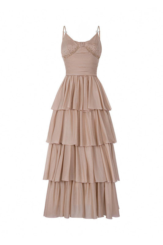 Galena Layered Spaghetti Strap Silk Ankle Length Dress - MEAN BLVD