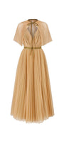 Gallin Pleated V-Neck Tulle Ankle Length Dress - MEAN BLVD