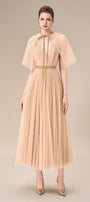 Gallin Pleated V-Neck Tulle Ankle Length Dress - MEAN BLVD