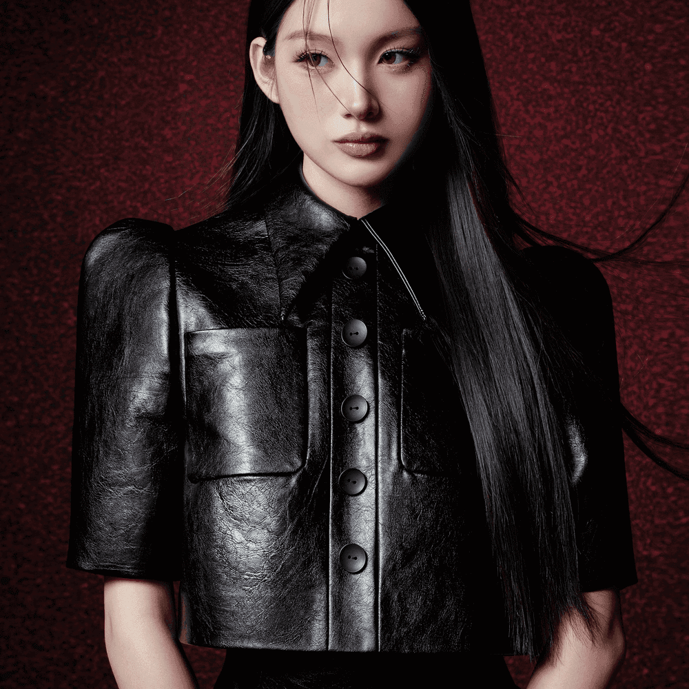 Garneta Cropped Collared Neck Leather Shirt - MEAN BLVD