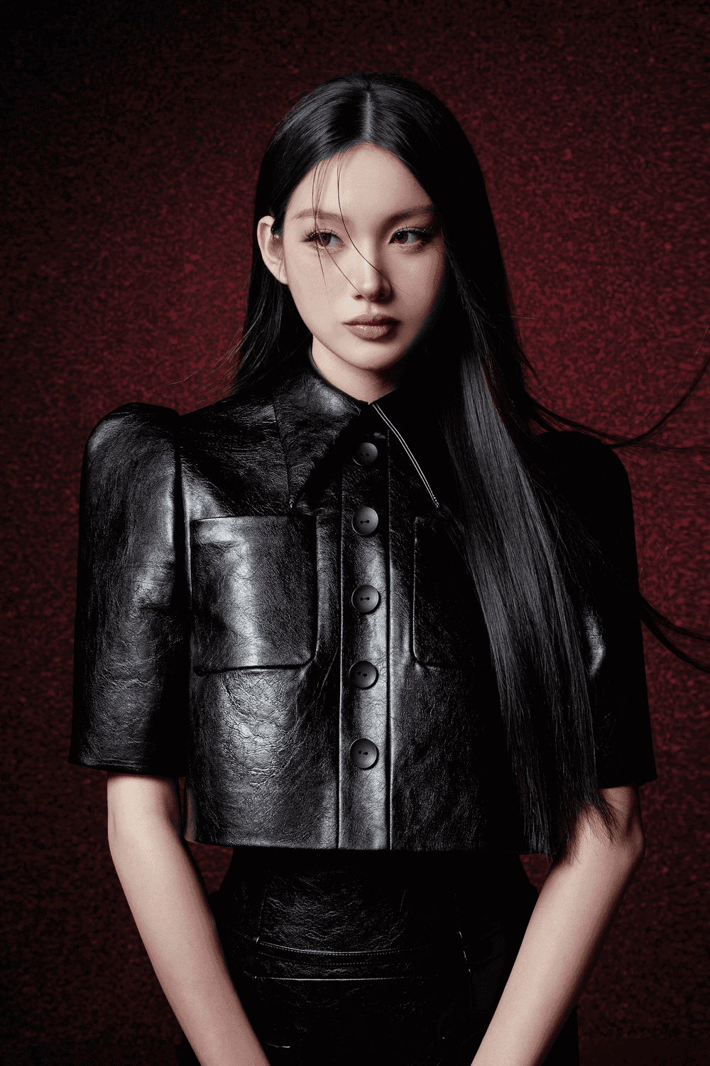 Garneta Cropped Collared Neck Leather Shirt - MEAN BLVD