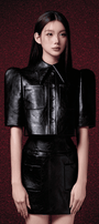 Garneta Cropped Collared Neck Leather Shirt - MEAN BLVD