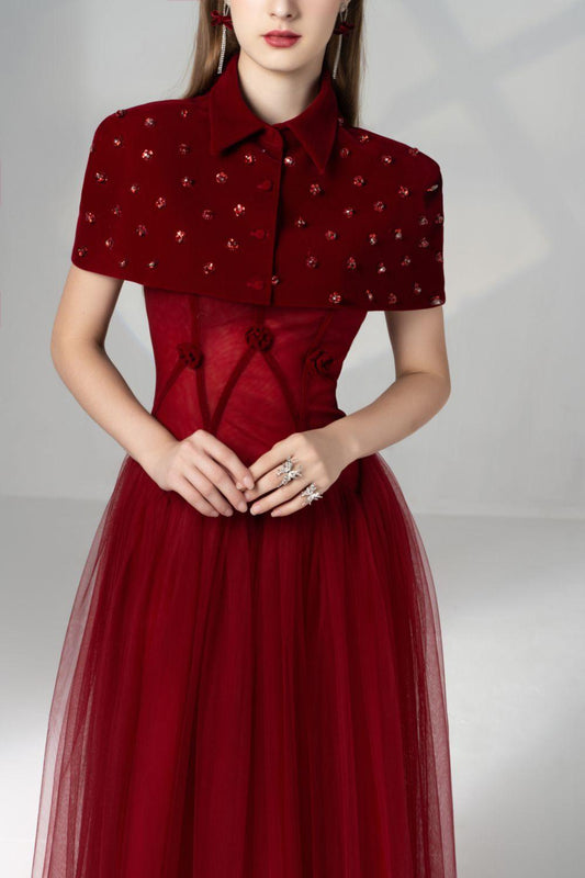 Gemini Drop Waist Cape Shoulder Mesh Maxi Set - MEAN BLVD