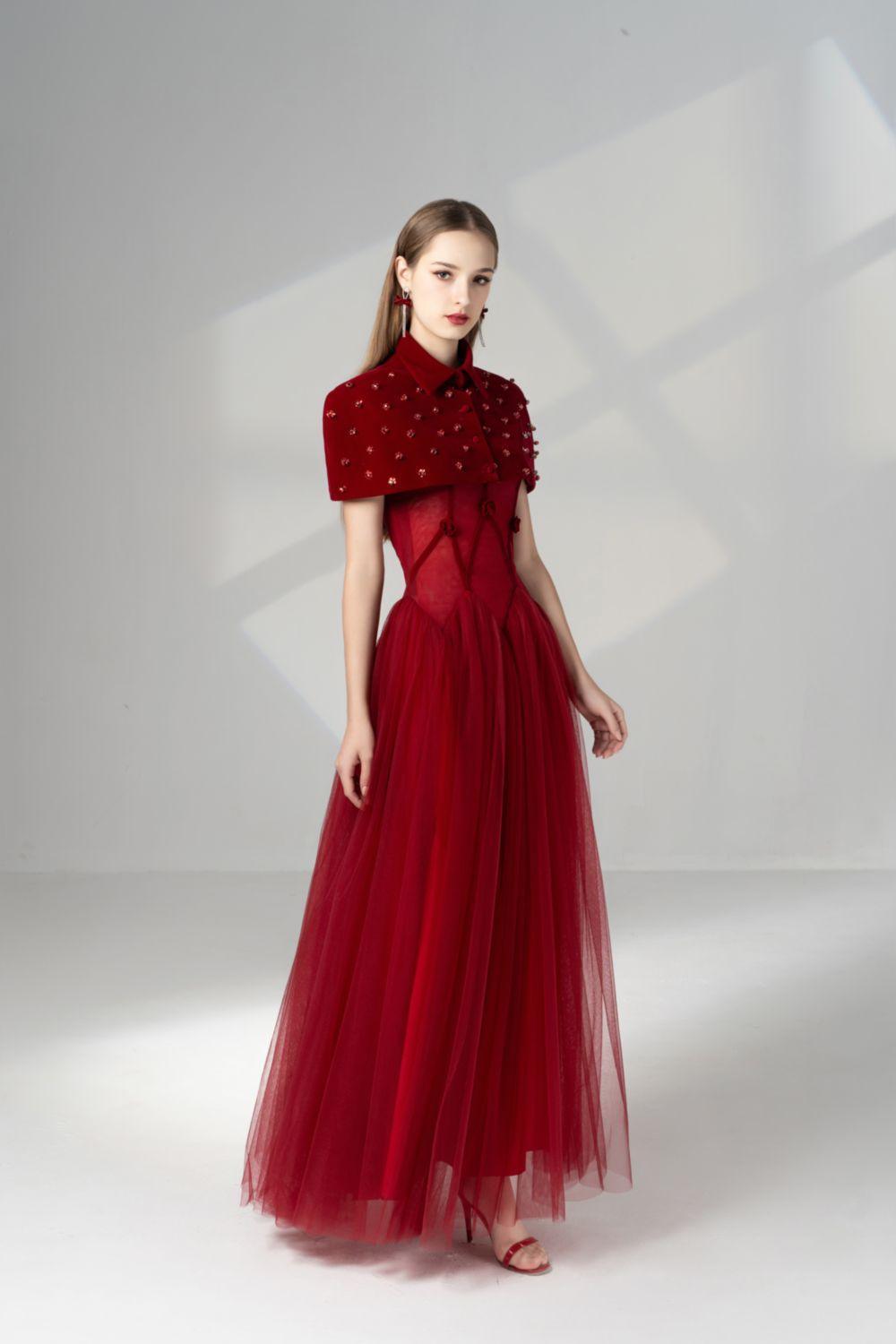 Gemini Drop Waist Cape Shoulder Mesh Maxi Set - MEAN BLVD