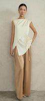 Gemma Asymmetric Boat Neck Silk Top - MEAN BLVD