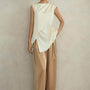 Gemma Asymmetric Boat Neck Silk Top - MEAN BLVD