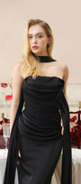 Muse Bandeau Draped Maxi Dress With Neck Scarf 6