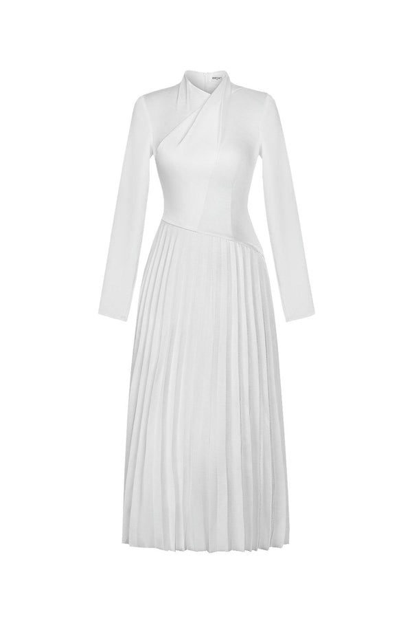 Genesis A-line Pleated Taffeta Silk Midi Dress - MEAN BLVD