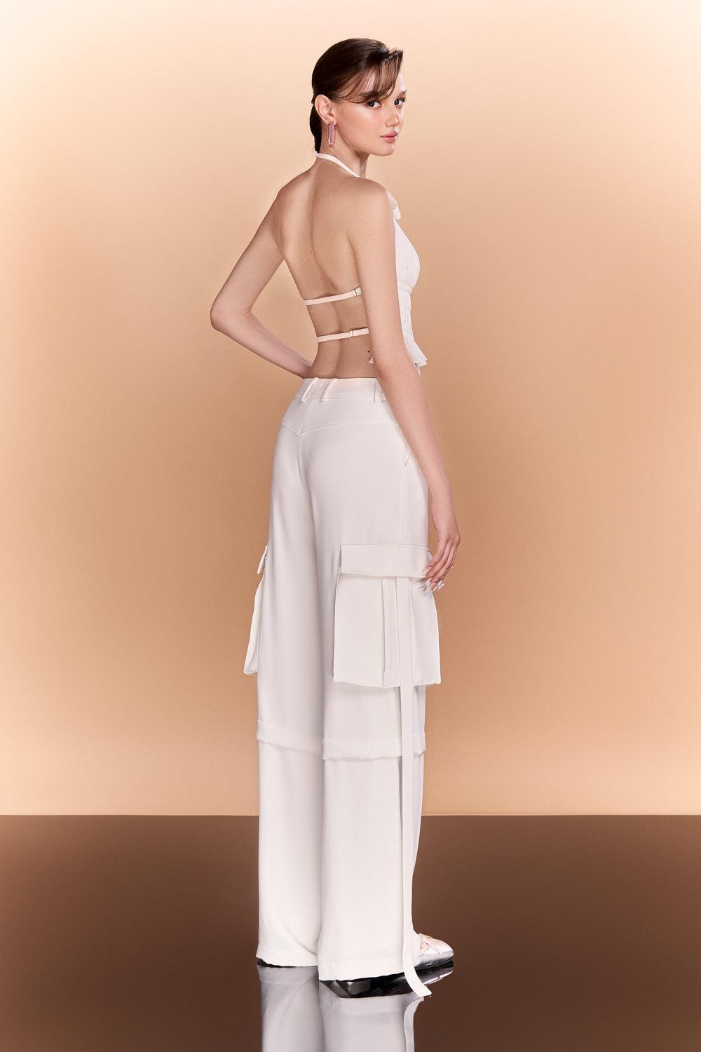 Genesis Gathered Halter Neck Chiffon Top - MEAN BLVD
