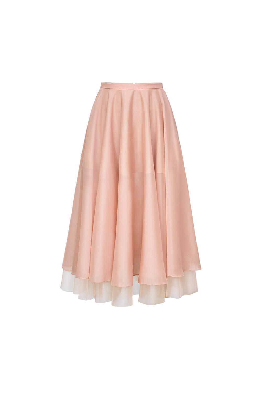 Georgiana Layered Draped Organza Midi Skirt - MEAN BLVD