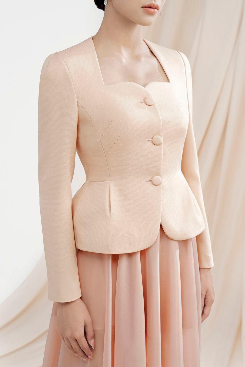 Georgiana Peplum Square Neck Polycotton Jacket - MEAN BLVD