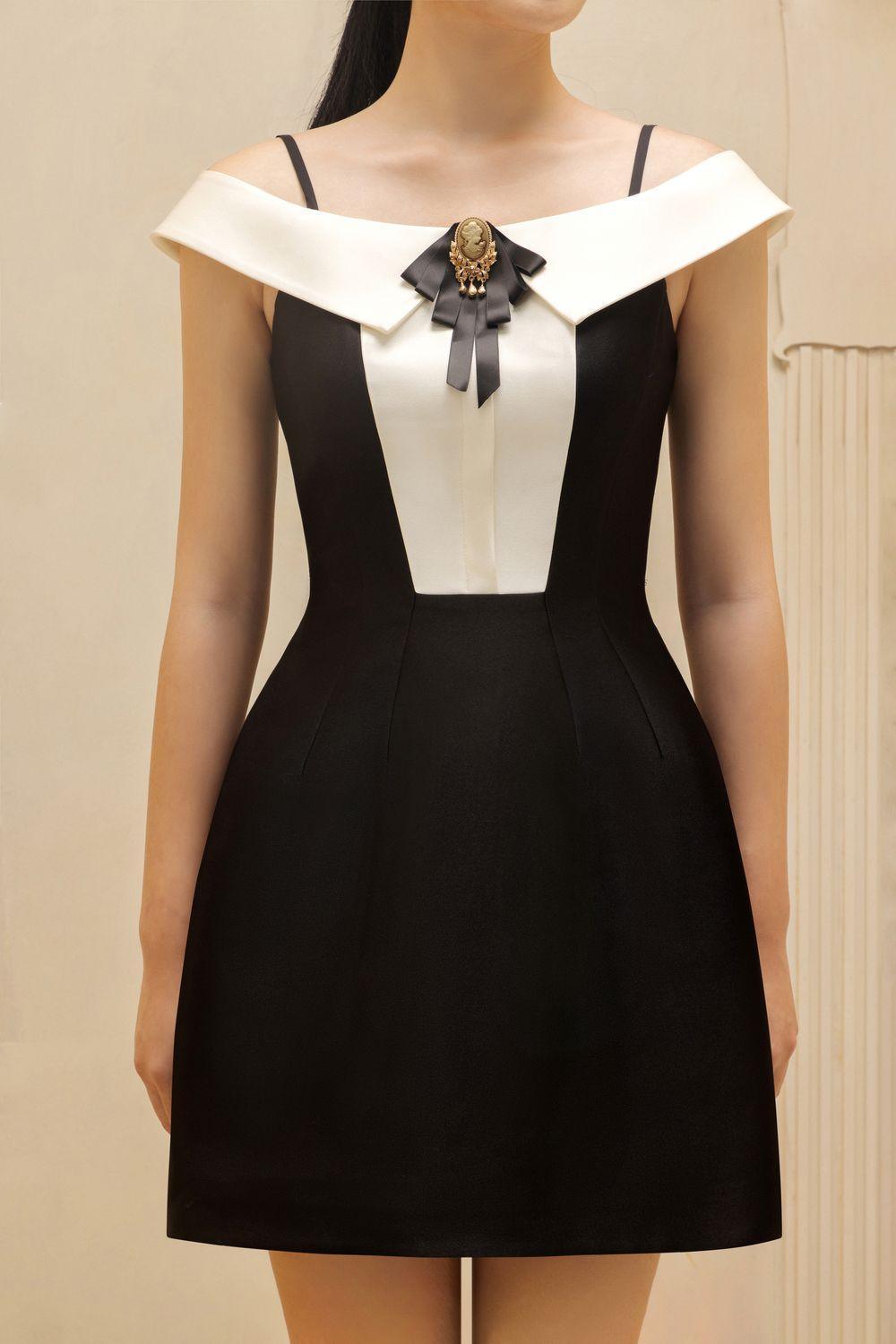 Germaine A-line Cold Shoulder Sleeved Taffeta Mini Dress - MEAN BLVD
