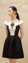 Germaine A-line Cold Shoulder Sleeved Taffeta Mini Dress - MEAN BLVD