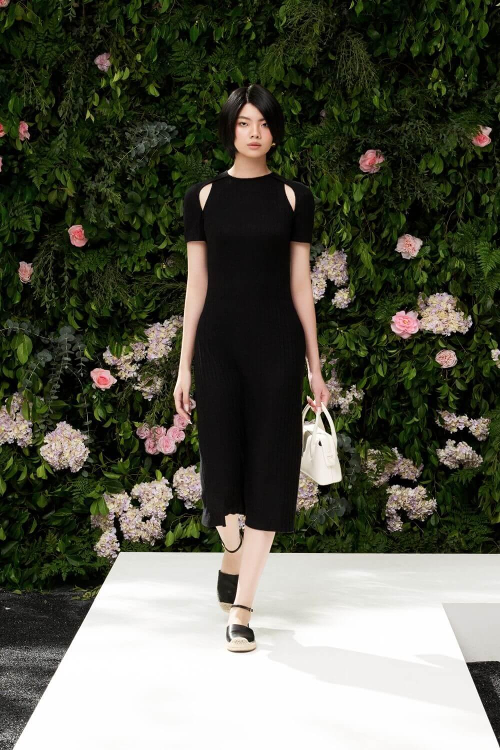 Gia Straight Cut-Out Knitted Fabric Midi Dress - MEAN BLVD