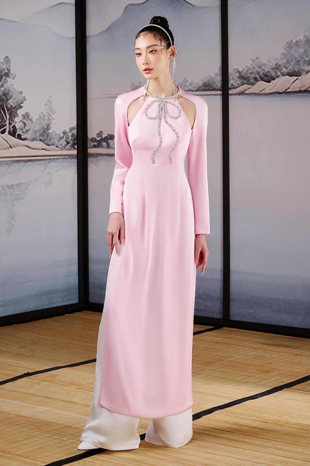 Giai Ky A-line Long Sleeved Silk Satin Ankle Length Set - MEAN BLVD