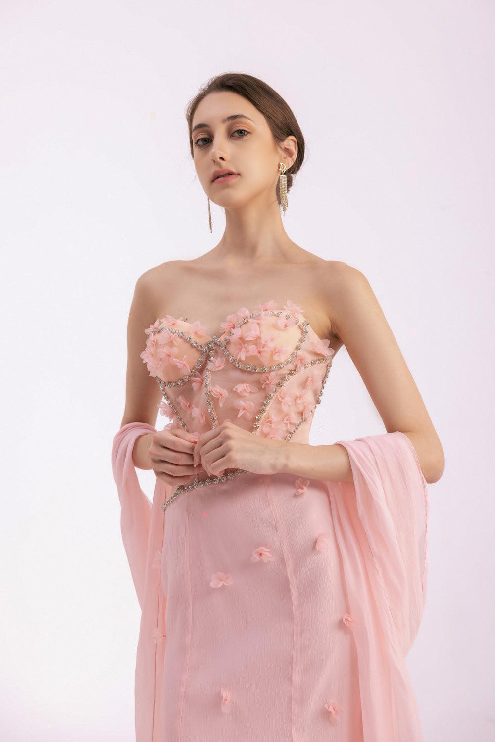 Gilmore Mermaid Semi-Heart Neck Organza Floor Length Dress - MEAN BLVD