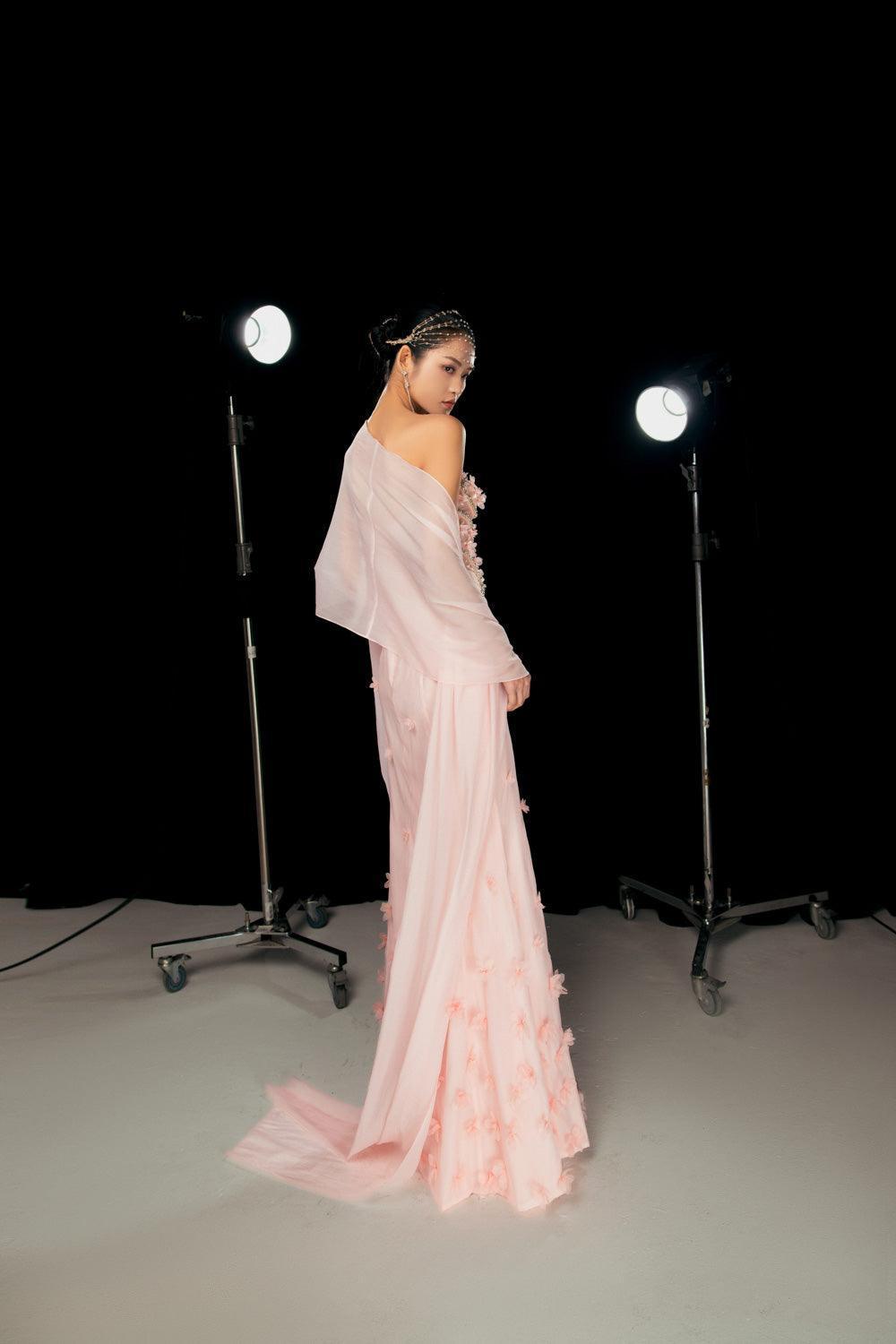 Gilmore Mermaid Semi-Heart Neck Organza Floor Length Dress - MEAN BLVD