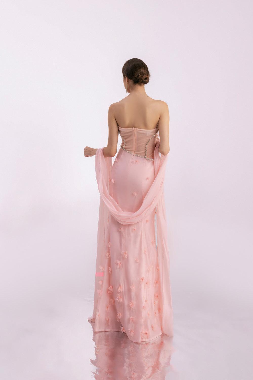 Gilmore Mermaid Semi-Heart Neck Organza Floor Length Dress - MEAN BLVD