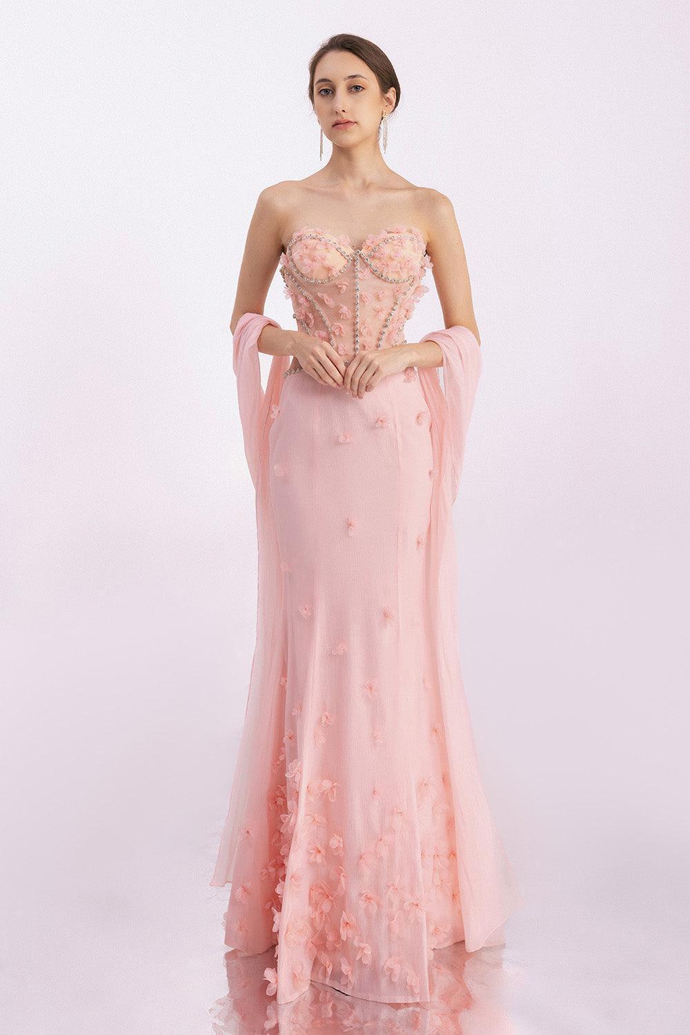 Gilmore Mermaid Semi-Heart Neck Organza Floor Length Dress - MEAN BLVD