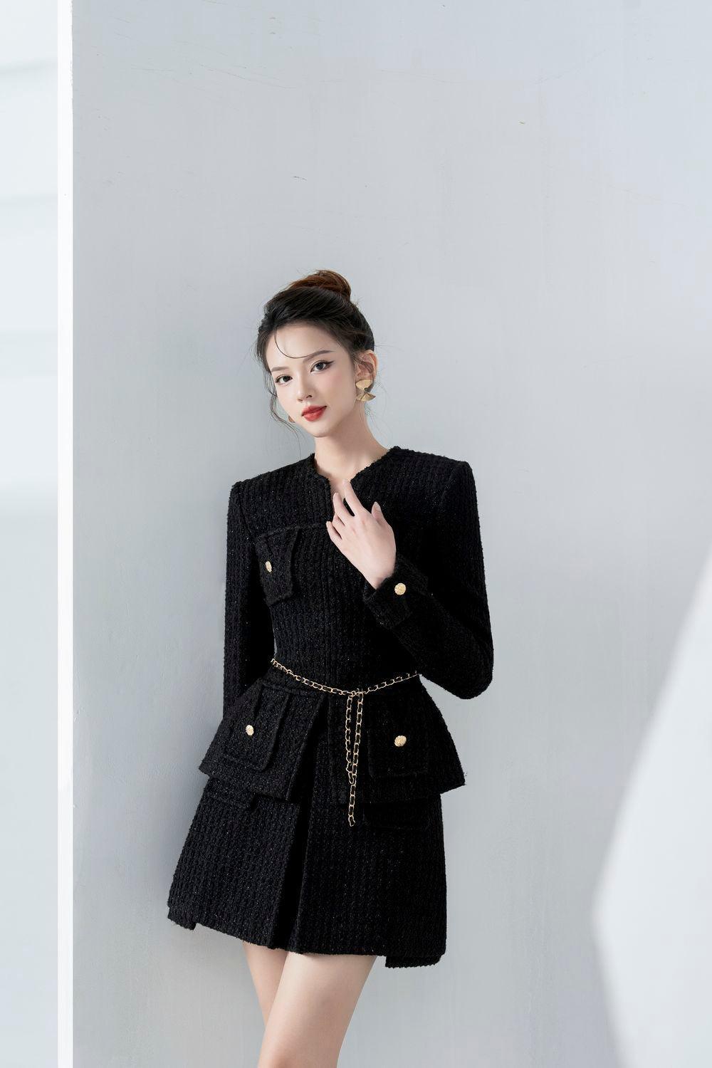 Gina A-line Patch Pocket Tweed Mini Skirt - MEAN BLVD