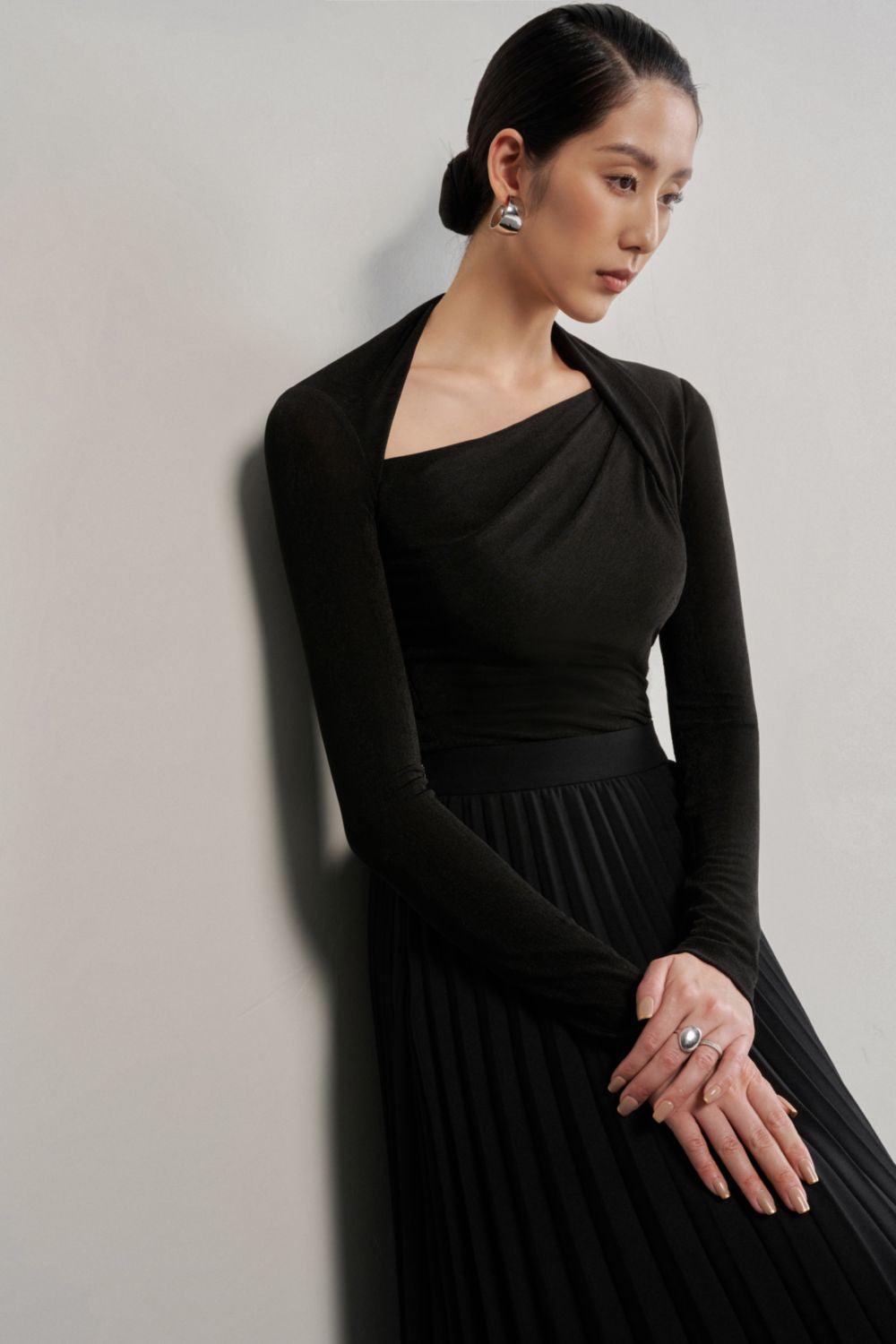 Ginkgo Pleated High Waist Cotton Midi Skirt - MEAN BLVD