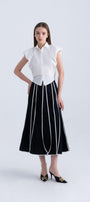 Ginnie A-line Pleated Silk Midi Skirt - MEAN BLVD