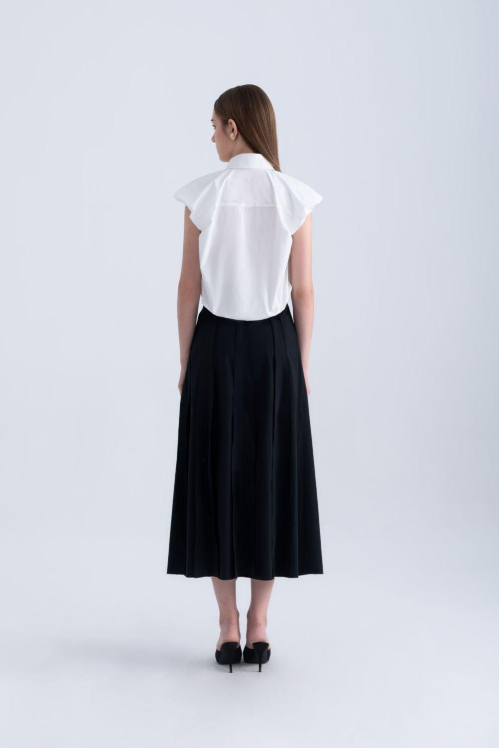 Ginnie A-line Pleated Silk Midi Skirt - MEAN BLVD