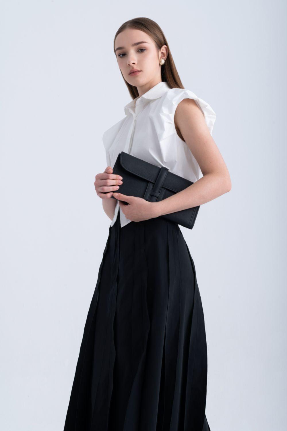 Ginnie A-line Pleated Silk Midi Skirt - MEAN BLVD