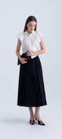 Ginnie A-line Pleated Silk Midi Skirt - MEAN BLVD