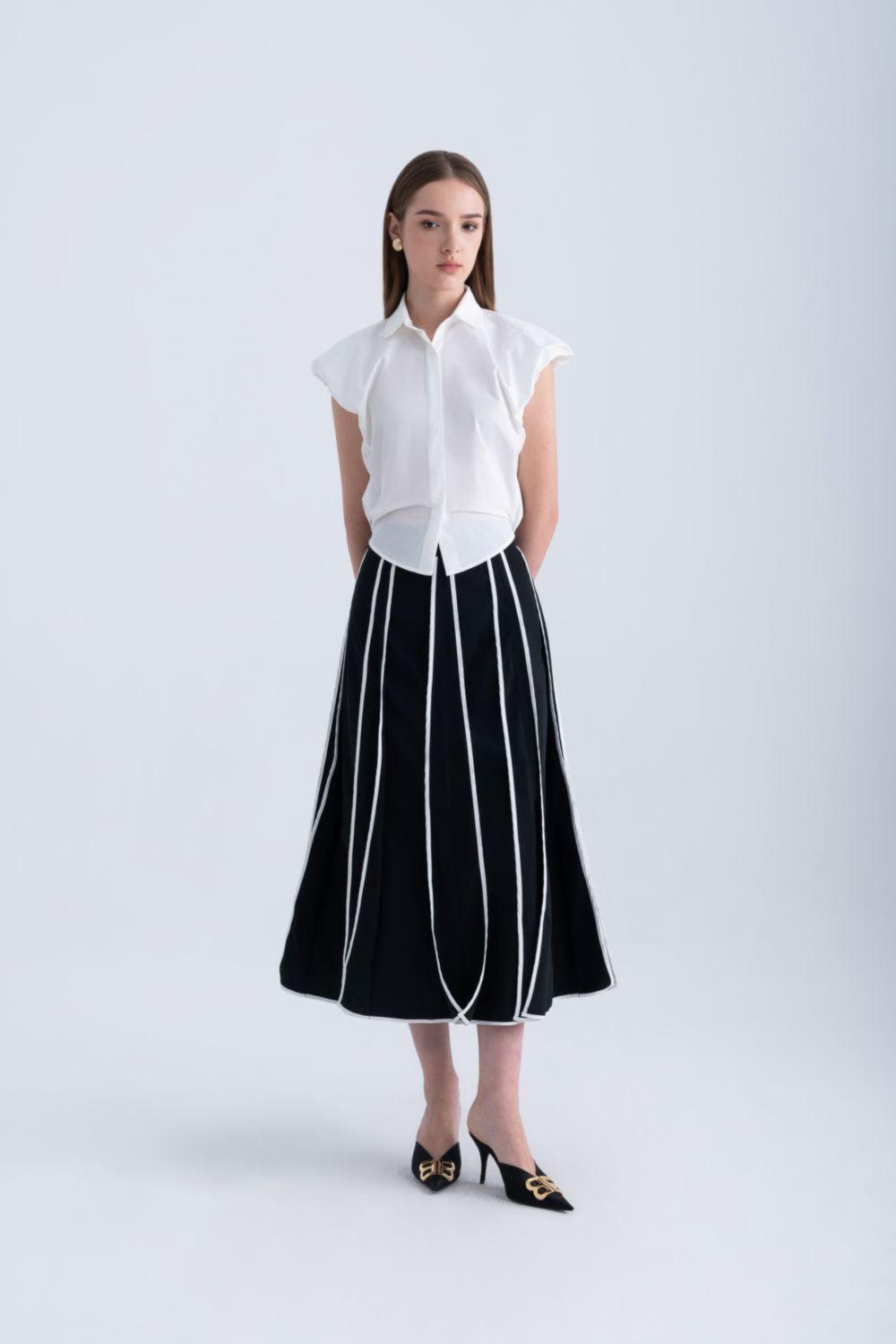 Ginnie A-line Pleated Silk Midi Skirt - MEAN BLVD