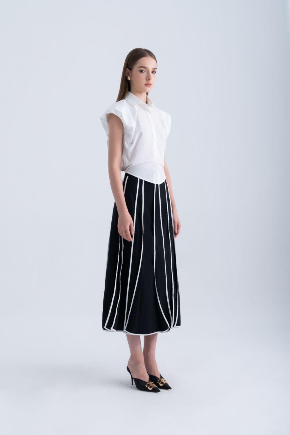 Ginnie A-line Pleated Silk Midi Skirt - MEAN BLVD