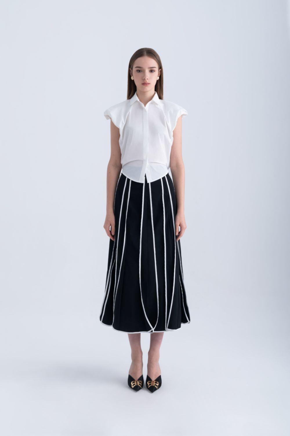 Ginnie A-line Pleated Silk Midi Skirt - MEAN BLVD