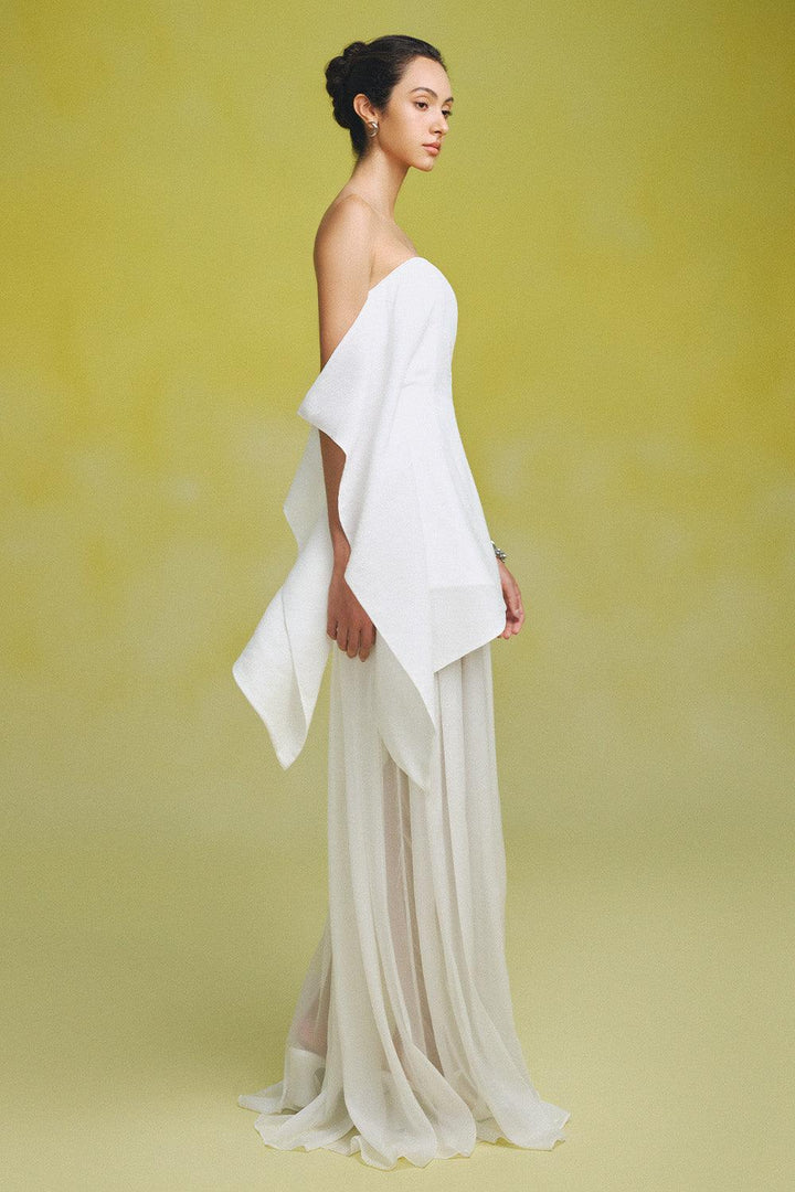 Gio Strapless Gathered Silk Chiffon Floor Length Dress - MEAN BLVD