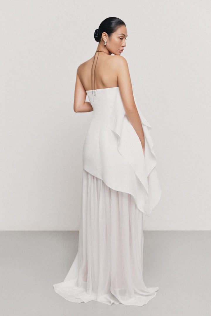 Gio Strapless Gathered Silk Chiffon Floor Length Dress - MEAN BLVD