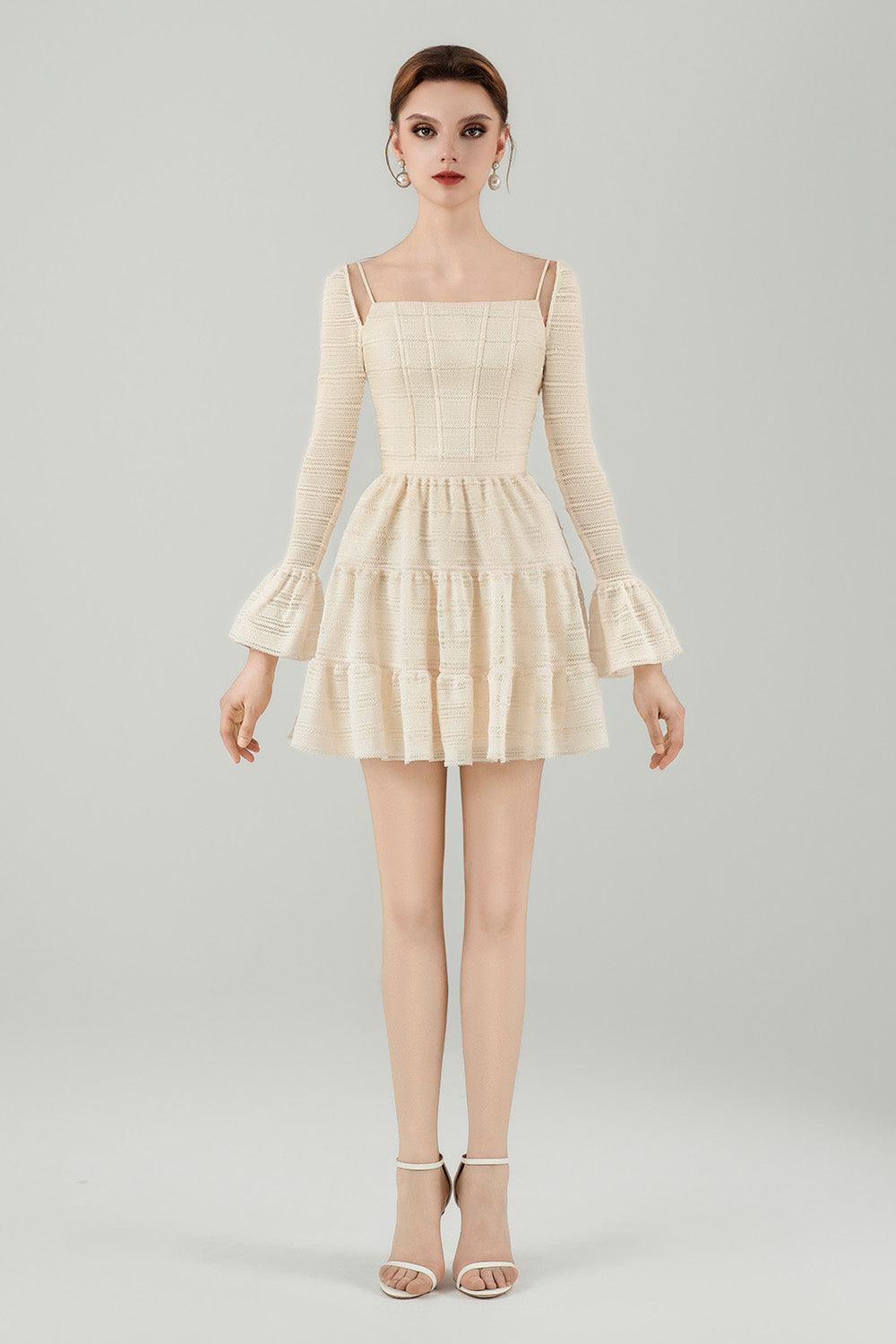 Giorgia Tiered Poet Sleeved Lace Mini Dress - MEAN BLVD