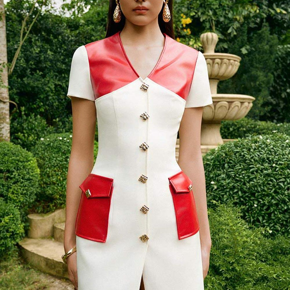 Girly Pencil Patch Pocket Leather Mini Dress - MEAN BLVD