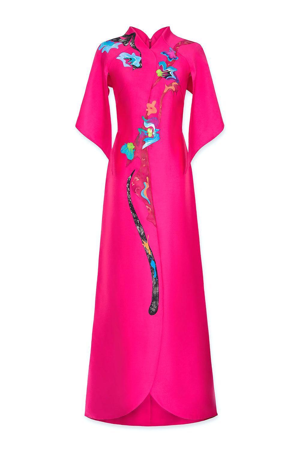 Giselle A-line V-Neck Zibeline Floor Length Ao Dai - MEAN BLVD