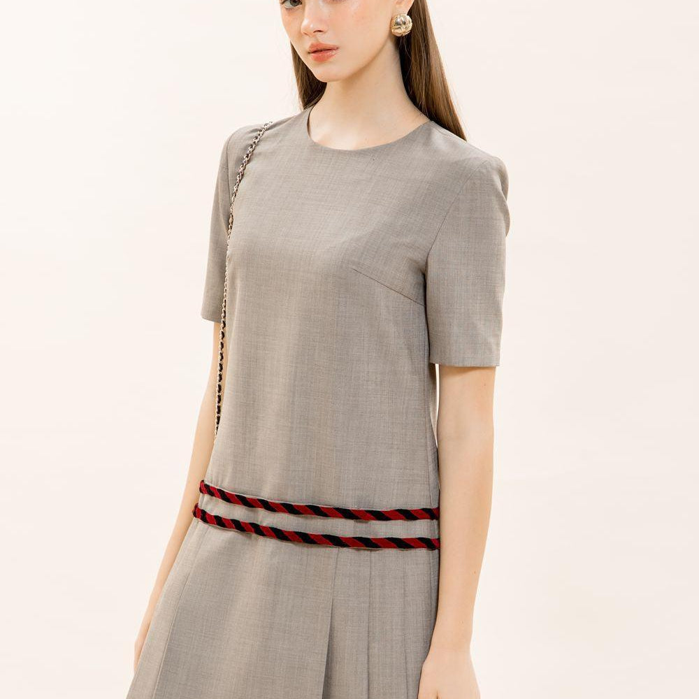 Giselle Drop Waist Round Neck Polyester Mini Dress - MEAN BLVD