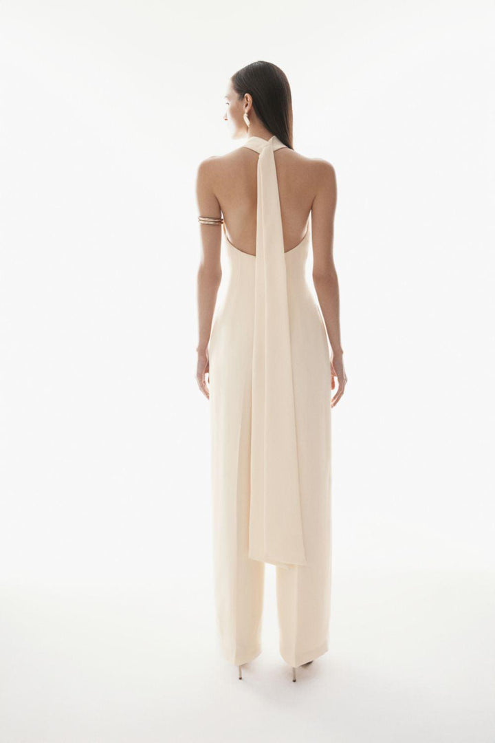 Giulia Halter Sleeveless Crepe Floor Length Jumpsuit - MEAN BLVD