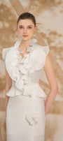 Giuliana Peplum Ruffle Collar Organza Top - MEAN BLVD