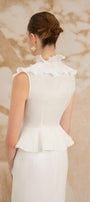 Giuliana Peplum Ruffle Collar Organza Top - MEAN BLVD