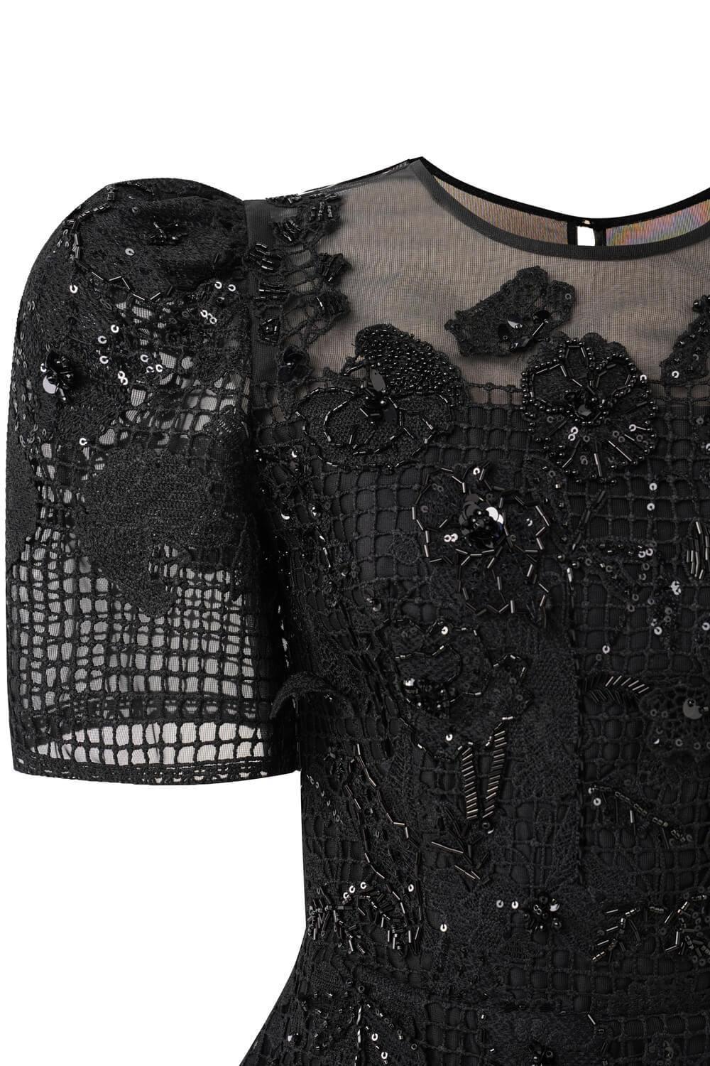 Gladys A-line Round Neck Lace Midi Dress - MEAN BLVD