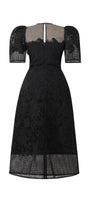 Gladys A-line Round Neck Lace Midi Dress - MEAN BLVD