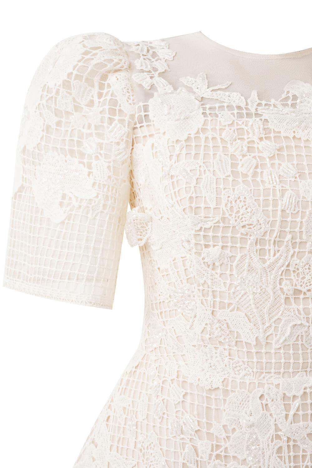 Gladys A-line Round Neck Lace Midi Dress - MEAN BLVD